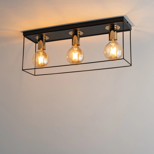 Lampa sufitowa Vox 40704 Sigma podłużna loftowa czarna złota