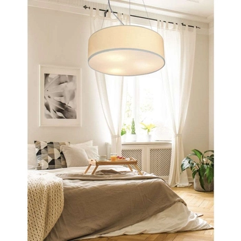 Abażurowa lampa wisząca KIOTO 31-67739 okrągła zwis kremowa