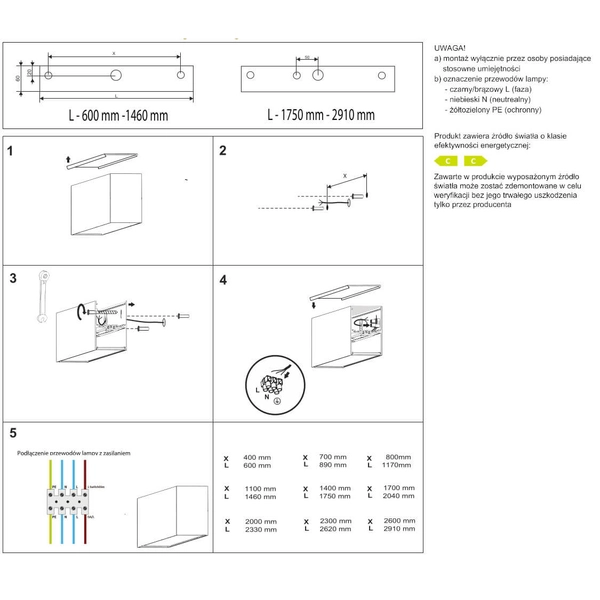 Liniowy kinkiet natynkowy Lupinus 6115011203-1 Elkim LED 24W 4000K czarny
