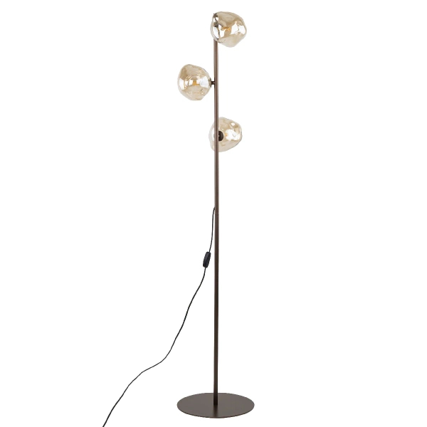 Stojąca lampa do sypialni Lava Brown 16150 szklane klosze brązowy