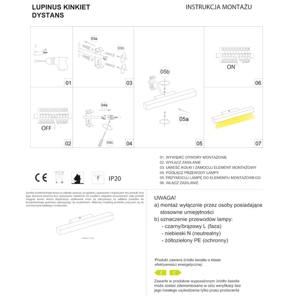 Podłużna lampa ścienna Lupinus 6115D15202-1 Elkim LED 56W 4000K liniowa biała