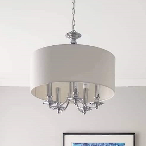 Klasyczna LAMPA wisząca ABU DHABI P05406CH-WH Cosmolight abażurowy zwis do jadalni hampton biały