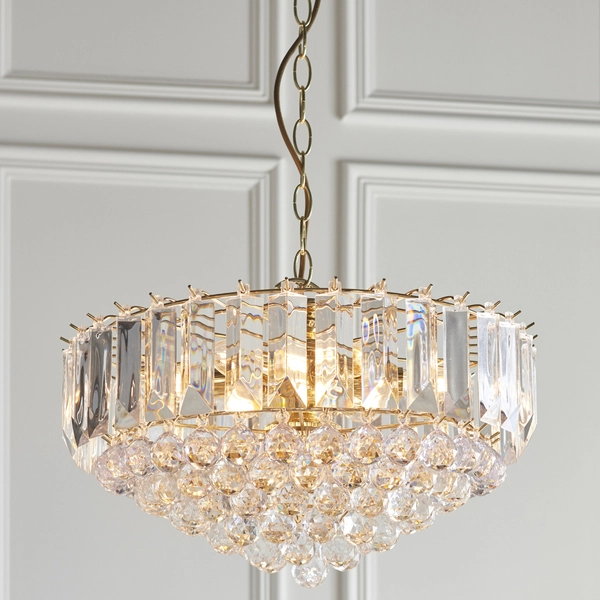 Kryształowa lampa wisząca FARGO-18BP Endon glamour łańcuch mosiądz