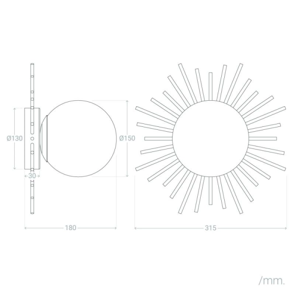 Sypialniany kinkiet Milano ABR-KV-E14 Abruzzo szklana kula złoty