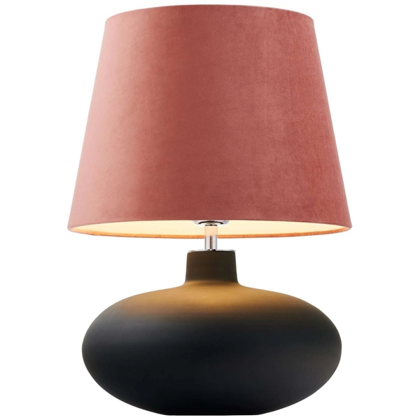 Klasyczna LAMPA stołowa SAWA VELVET 41020116 Kaspa biurkowa LAMPKA abażurowa stojąca do sypialni grafitowa różowa