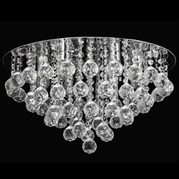 Plafon LAMPA sufitowa VEN P-E 1437/6-50 okrągła OPRAWA z kryształkami glamour crystal chrom przezroczysta almonte