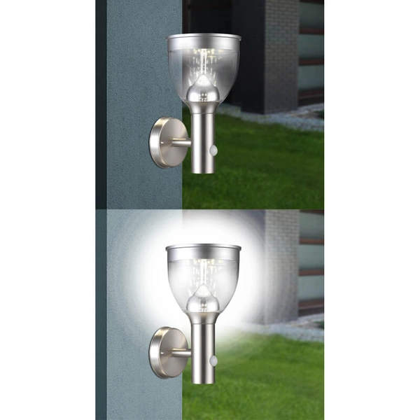 Kinkiet do ogrodu Solar 33435 Globo LED 6W 3000K czujnik ruchu IP44 srebrny