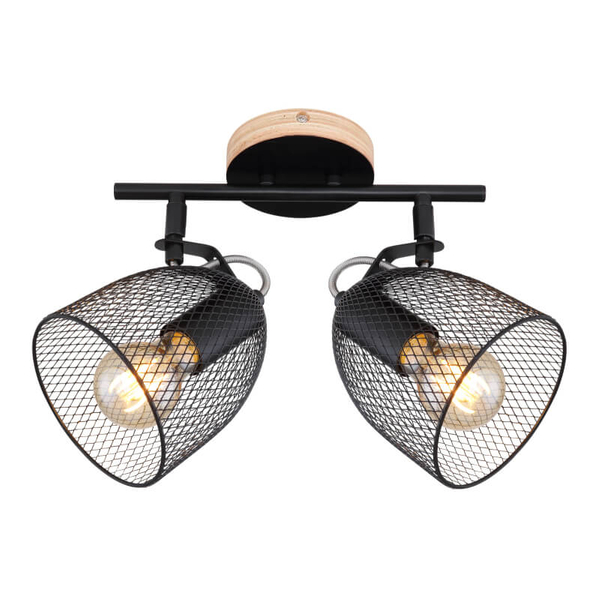 Sufitowa lampa kierunkowa Josina 54034-2 czarna drewno