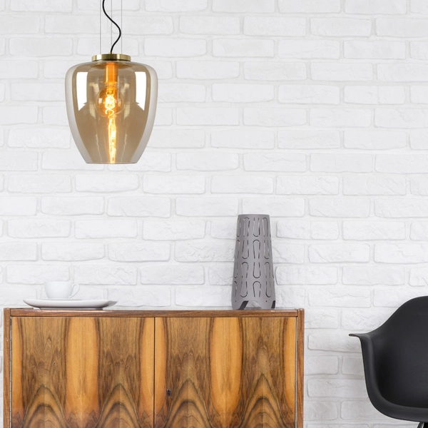 Lampa wisząca FLORIEN  30473/28/62 loftowa bursztynowy mosiądz outlet