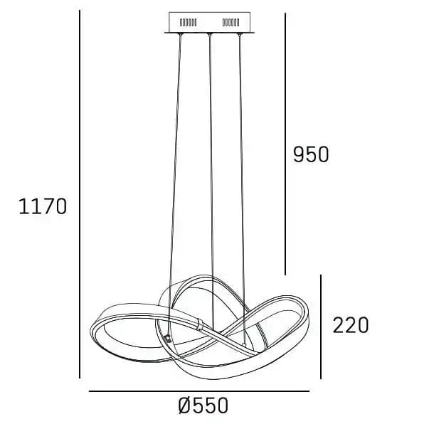 Futurystyczna lampa wisząca Tokyo P01670CH Cosmolight LED 32W 3000K metal biała srebrna