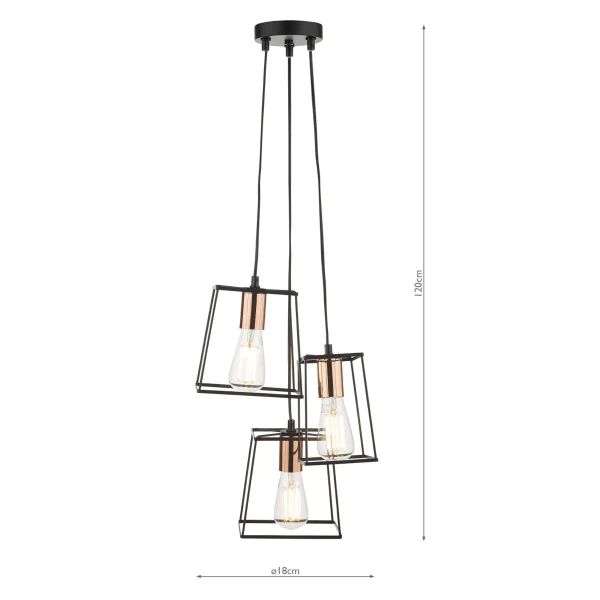 Zwisająca lampa nad stół Tower TOW0322 loftowa czarna miedziana