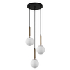 Kulista lampa wisząca Ravena PND-2324-3A GD+OPAL Italux biały mosiądz czarny