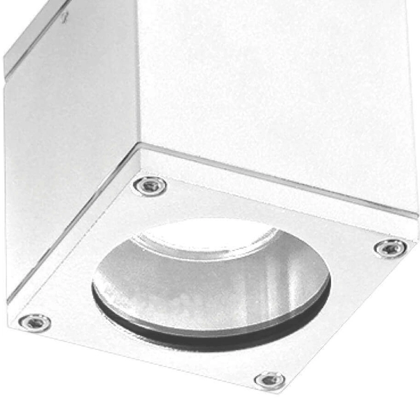 Biały downlight ogrodowy Joe metalowa cube minimalistyczna