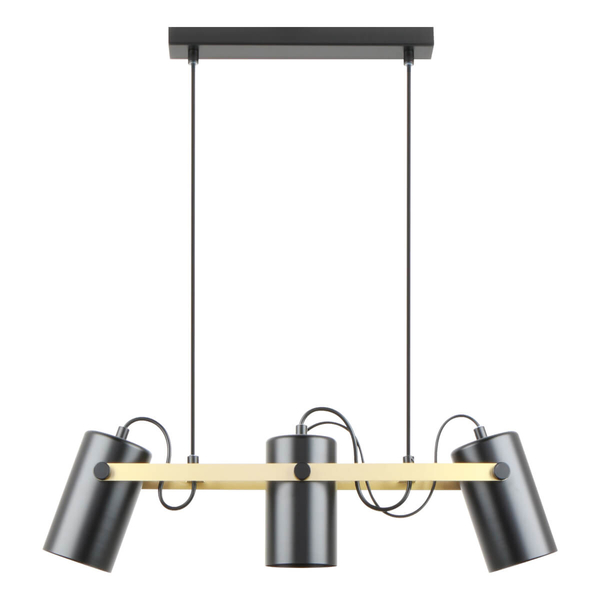 Lampa zwisowa potrójna Resi A8162-3A Zumaline tuby regulowane czarne złote