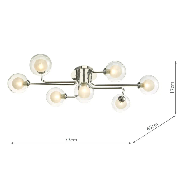 Kulista lampa sufitowa Reyna REY3450-04 szklana molekuły chrom