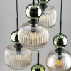 Szklana salonowa lampa wisząca Sophia Green 11149 ryflowana zielony