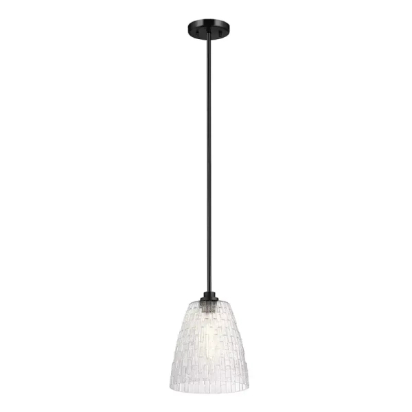 Szklana wisząca lampa Windsor 1xE27 czarna do salonu przezroczysta fasetowana ELS-WINDSOR-P-BLK