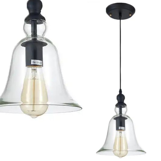 Loftowa LAMPA wisząca PARIS P01789BK Cosmolight industrialny zwis szklany przezroczysty