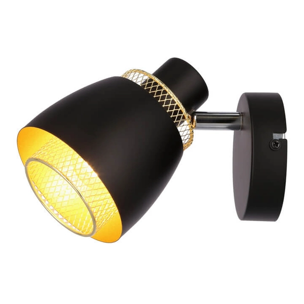 Metalowy kinkiet reflektor Aleksandria 91-13750 siatka czarny złoty