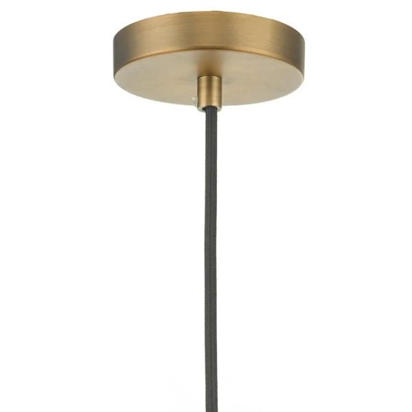 Okrągła wisząca lampa Andre AND0142 kula biała mosiądz