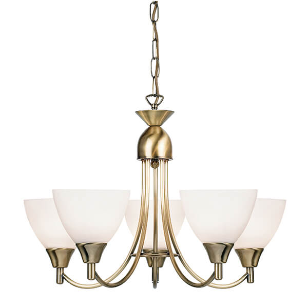 Lampa wisząca 5-punktowa Alton 1805-5AN szkło opalowe antyczny mosiądz