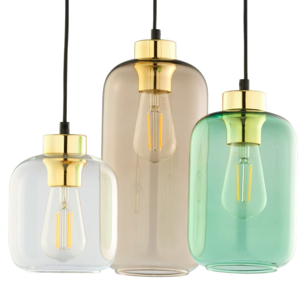 Potrójna wisząca lampa Marco 3325 TK Lighting owalna szklana wielokolorowa