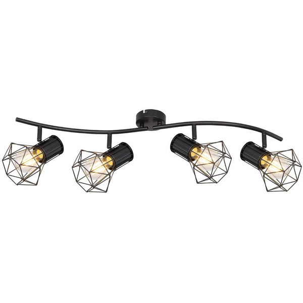 Druciana LAMPA sufitowa PRISKA 54017-4 Globo industrialna OPRAWA metalowy plafon klatki regulowane czarne