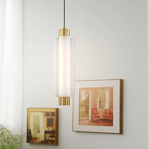 Szklana lampa wisząca tuba OSMO ST-15038P-1 LED 9W 3000K nad stół mosiądz