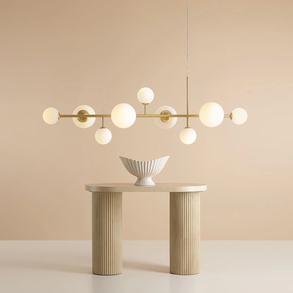 Podwieszana salonowa lampa Dione 1092N40 Aldex balls nad stół złota