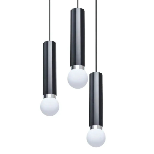 Nieregularne zwisy kule żyrandol Macera PND-33849-3R-BK czarny