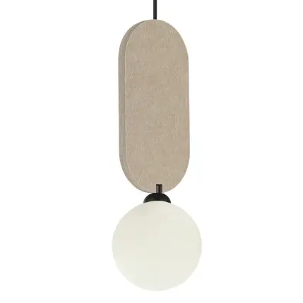 Okrągła lampa wisząca Lorenzo PND-59815-1-BG filcowa biały beżowy