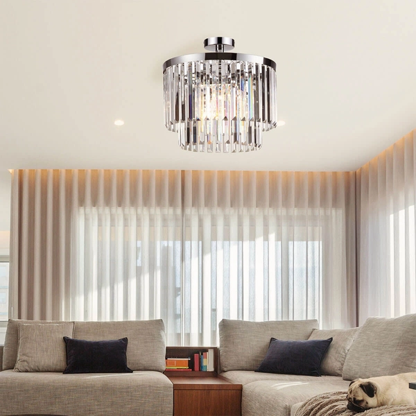 Plafon LAMPA sufitowa VETRO LP-2910/4C Light Prestige okrągła OPRAWA glamour z kryształkami crystals przezroczysty chrom