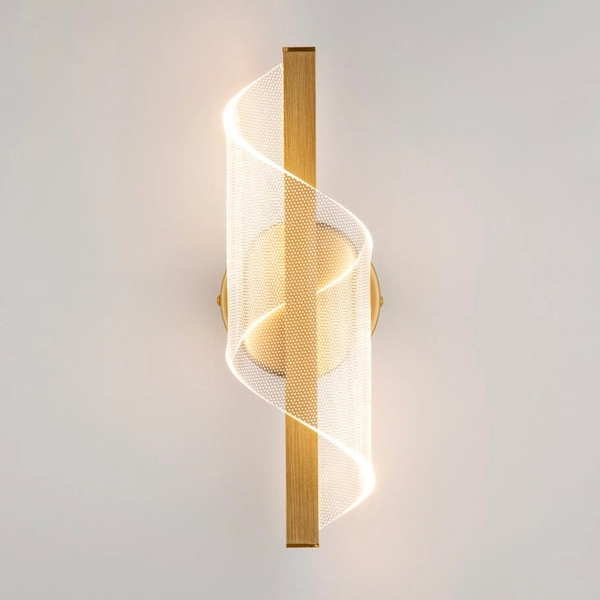 Ścienny kinkiet do przedpokoju HUARAL LE44439 LED 9W 3000K wstęga złoty przezroczysty