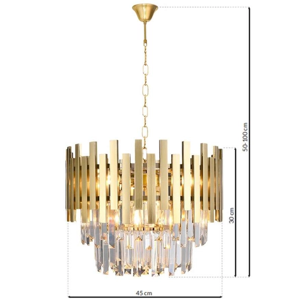 Glamour LAMPA wisząca ASPEN ML5999 Milagro okrągła OPRAWA metalowy ZWIS na łańcuchu złoty