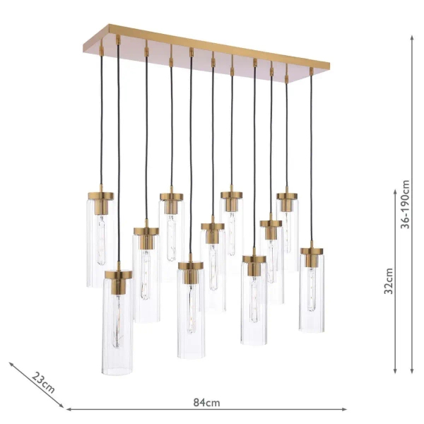 Wisząca lampa nad wyspę Jodelle JOD4863 szklana do kuchni polerowany brąz