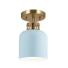 Cylindryczna lampa wisząca York mosiądz jasnoniebieska 1xE27 do salonu ELS-YORK-MP-PNBR-PB