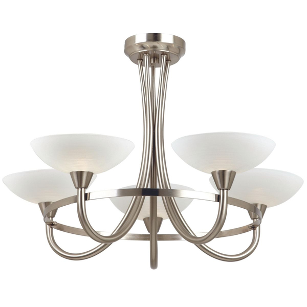 Lampa sufitowa CAGNEY-5SC Endon szklane kielichy satynowy chrom białe