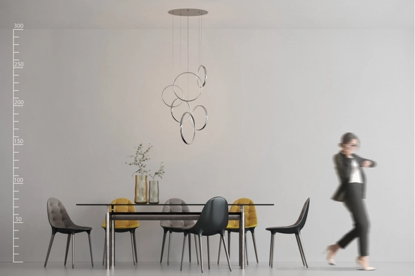 Kaskadowa lampa wisząca glamour AZ2450 OLIMP LED 80W 3000K ringi szara