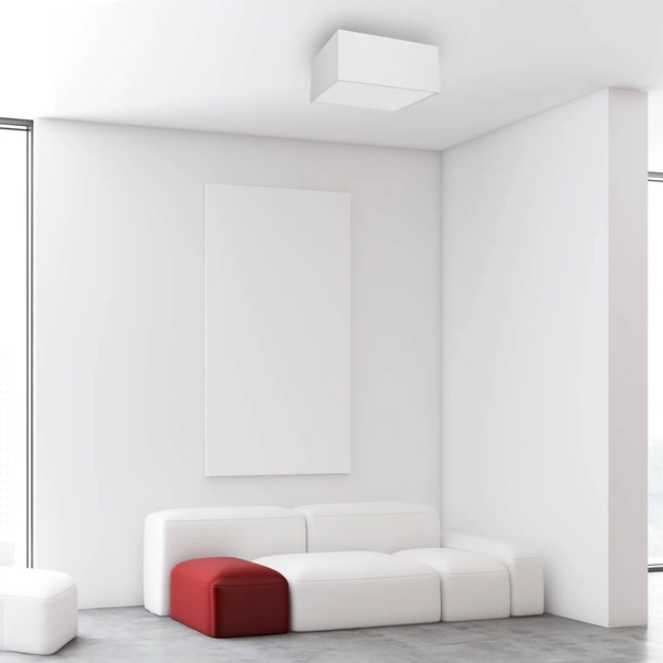 Abażurowa lampa wisząca Albion kwadratowa nad stół biała