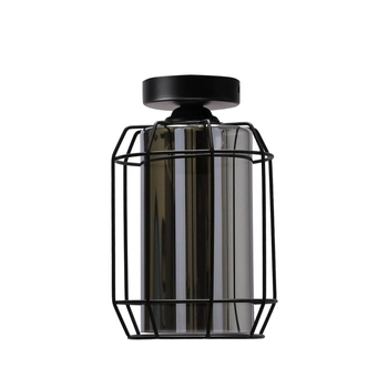 Sufitowa lampa salonowa Jonera czarna przydymiona drut