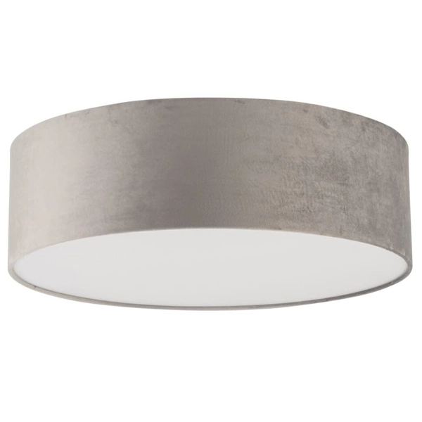 Lampa sufitowa do salonu okrągła Soft 40654 Sigma welurowy klosz szara