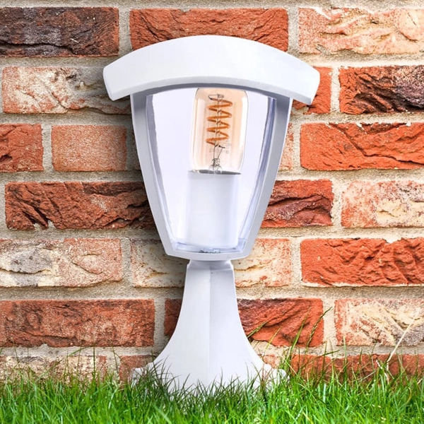 Biały słupek zewnętrzny FOX EKO3513 ogrodowa lampa retro outdoor