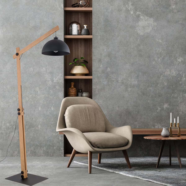Stojąca lampa skandynawska regulowana Boho 5582 TK Lighting drewniana czarna