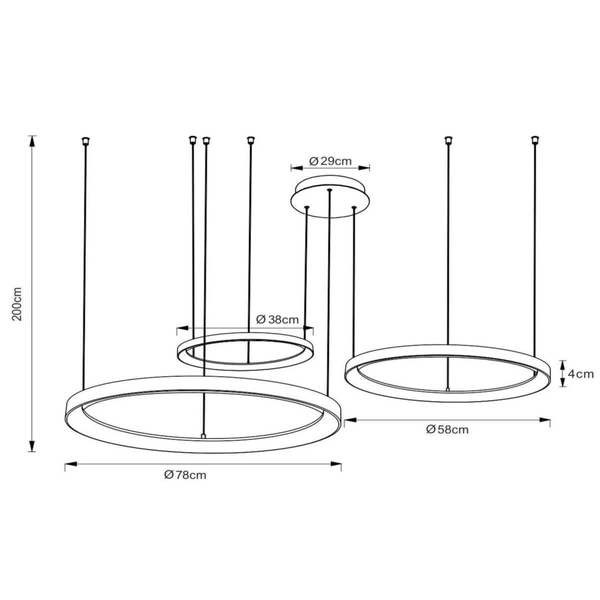 Nowoczesna lampa wisząca Vidal do pokoju LED 120W 2700K czarna