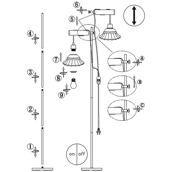Lampa podłogowa JOWITA 54050-2S stojąca kopuły białe