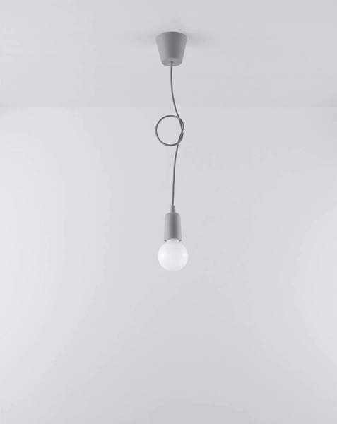 LAMPA wisząca SL.0575 industrialna OPRAWKA na żarówkę ZWIS przewód kabel szary