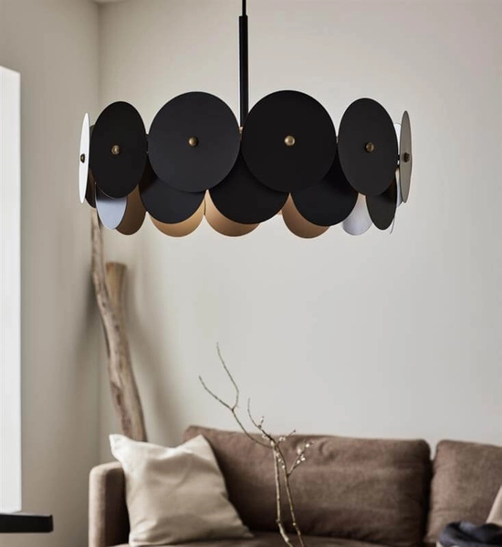 Designerska lampa wisząca Vegas czarne koła do kuchni