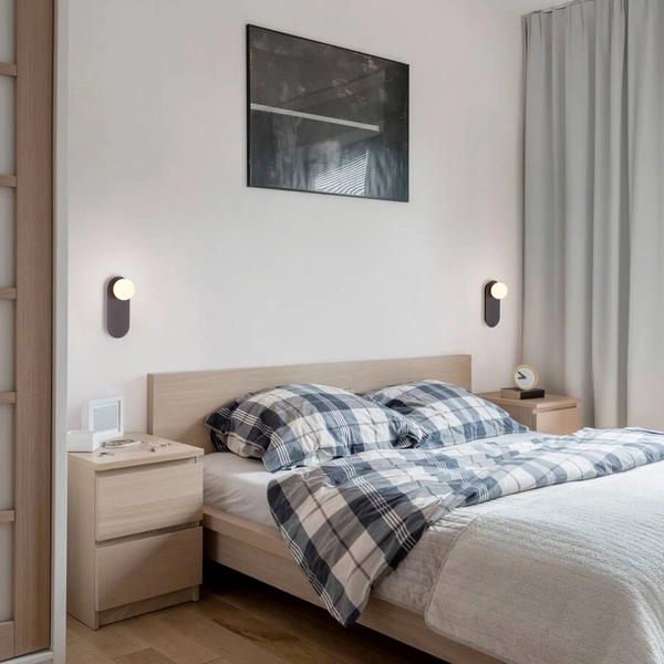 Nowoczesny kinkiet na ścianę ALTOS LE44369 kulisty do salonu czarny biały