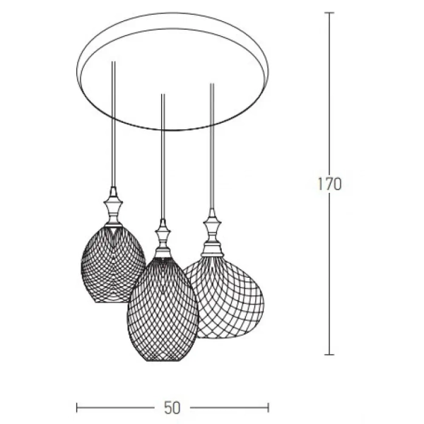 Potrójna lampa wisząca 19241 szklany przydymiony szary czarny