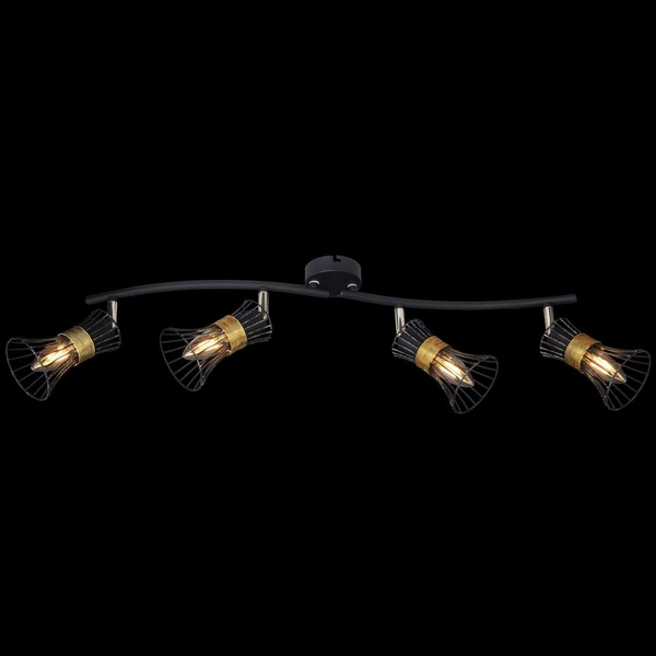 Rustykalna LAMPA plafon PURRA 54814-4 Globo regulowana OPRAWA sufitowa druciane klatki czarne złote